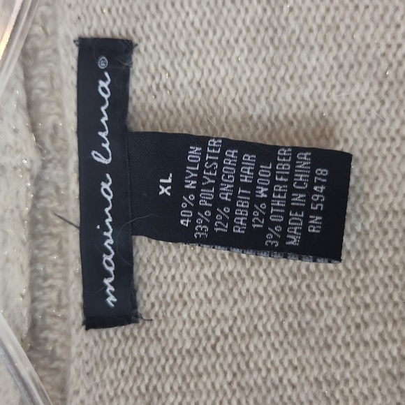 MARINA LUNA Tan Gold Angora Wool Twinkle Open Weave Cardigan - XL - Picture 4 of 11